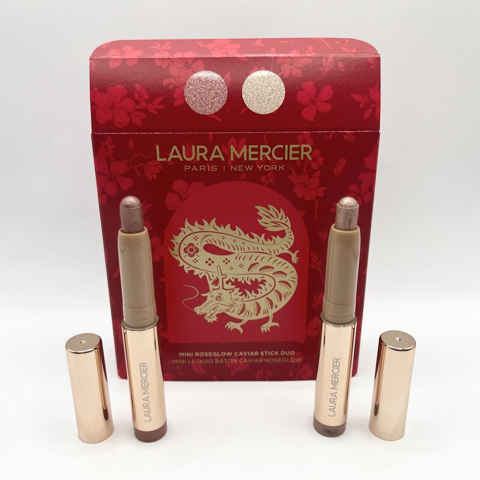 Laura Mercier Lunar New Year Mini RoseGlow Caviar Stick Eye Shadow Duo NIB