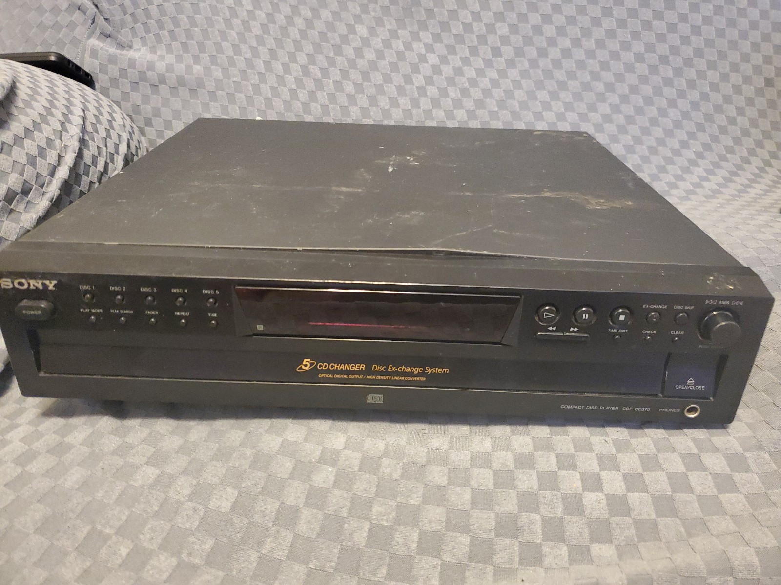 SONY CDP-CE375 5 Disc CD Changer Player Carousel For Parts or Repair Only