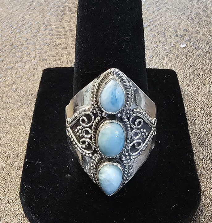 Larimar sterling silver 925 ring sz 10