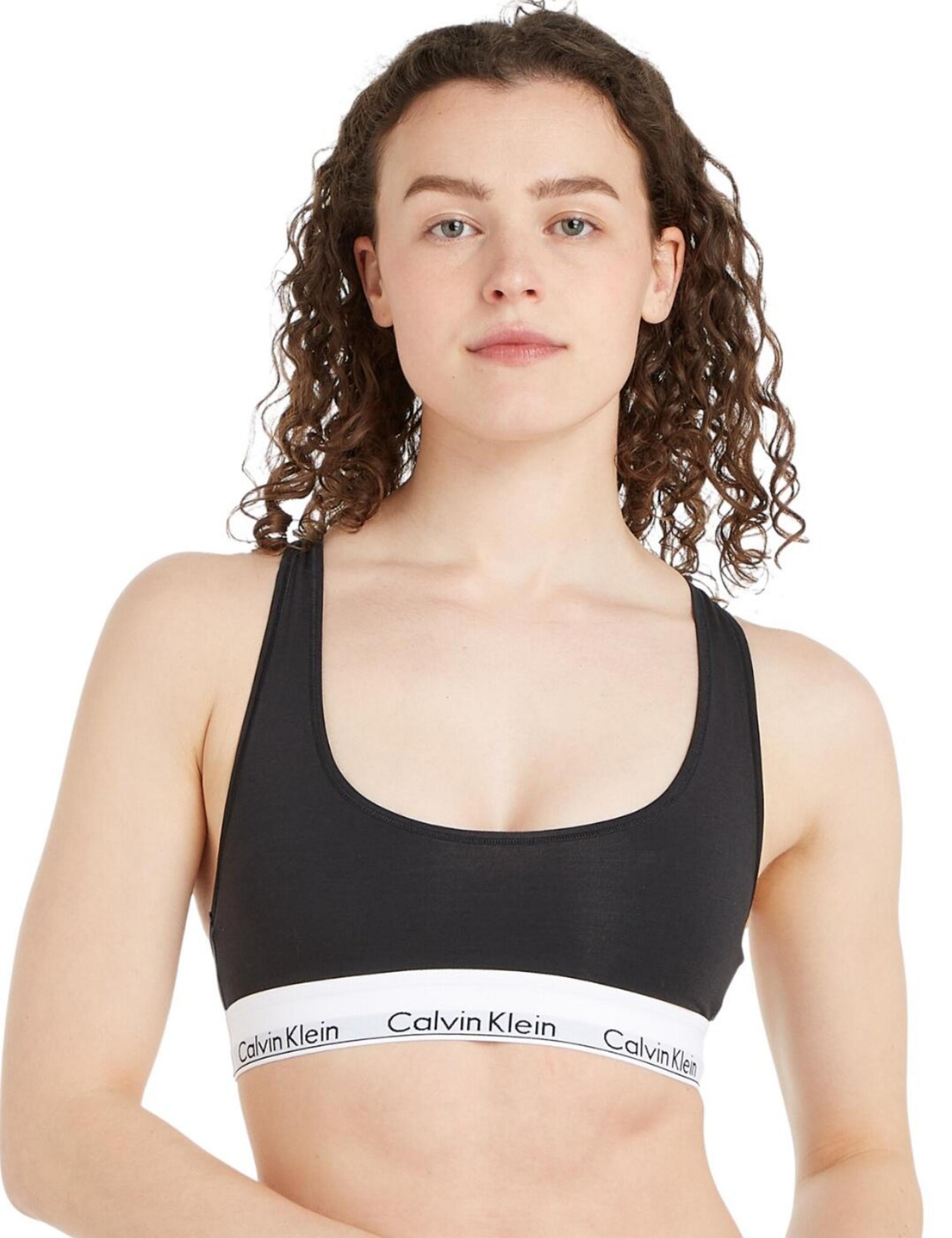 Calvin Klein Women's Modern Cotton Bralette Sports Bra Black Large