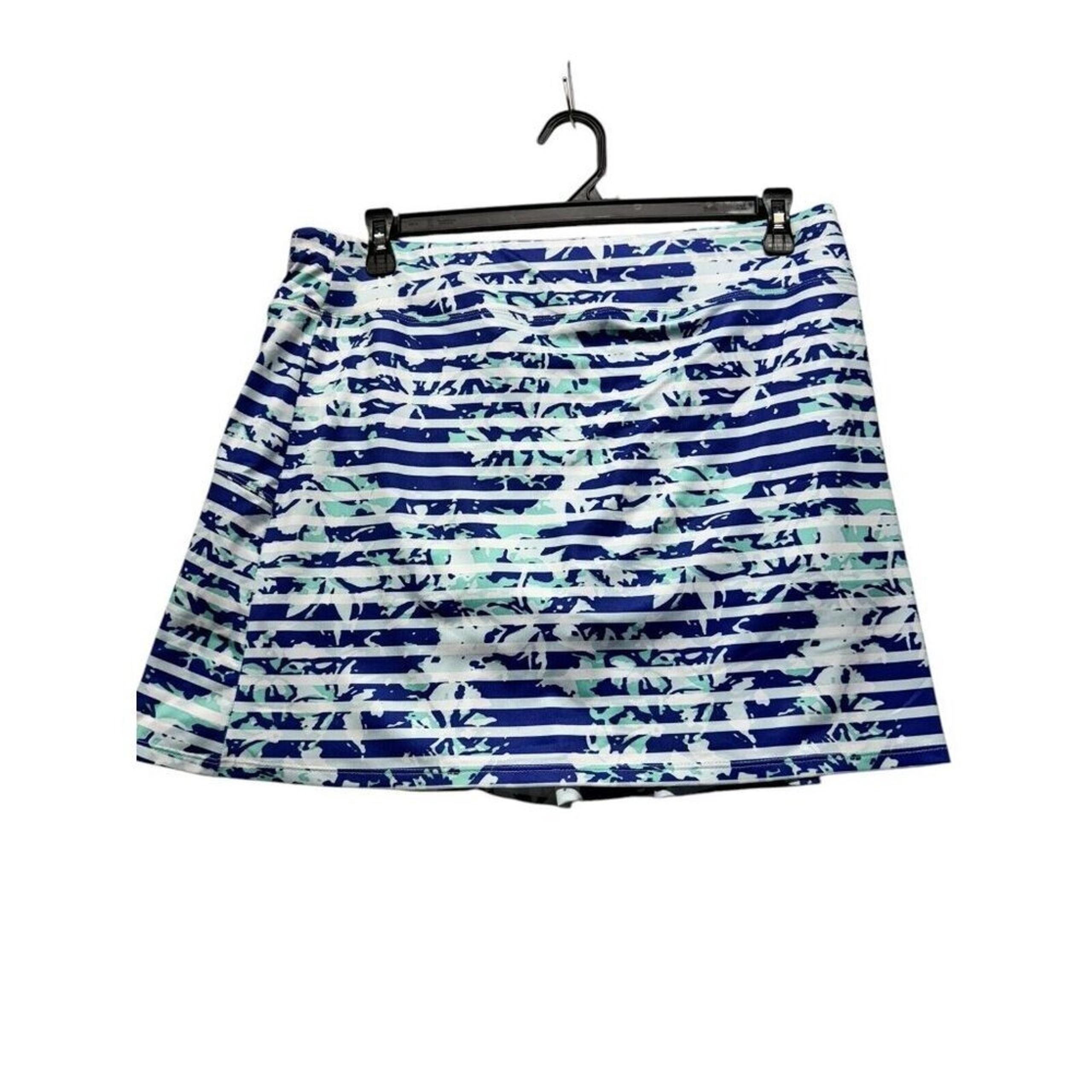 Coral Bay Golf Skirt NWT Blue Floral Pleated Skort Size Petite Large UPF 50 NWT