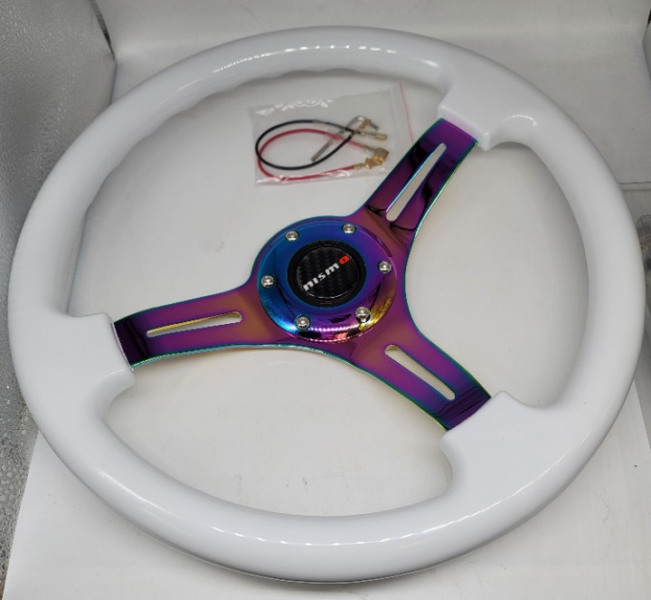 NEW 350mm 14 Universal Nismo ABS Racing Steering Wheel White With Neo Spoke