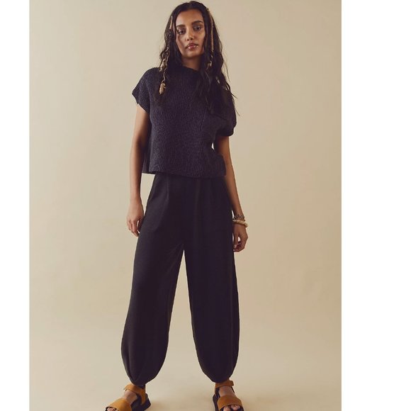Free People Freya Sweater 2 Piece Set in Black Charcoal Combo NEW