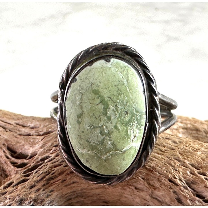 Early Vintage Native American Navajo Cerrillos Turquoise Sterling Silver Ring Ol