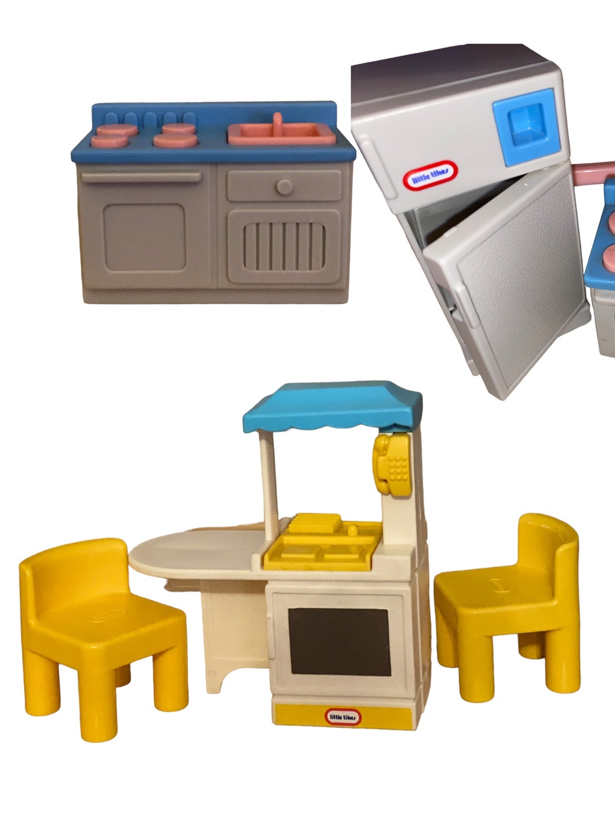 Little Tikes refrigerator KITCHEN set! Dollhouse chairs & refrigerator fridge