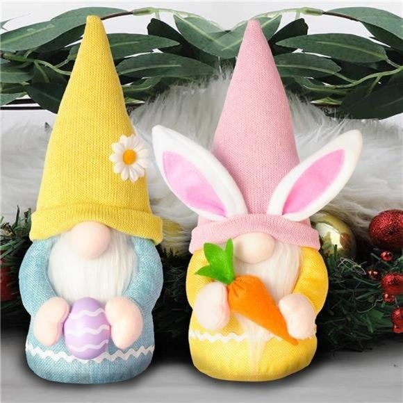 4 Pcs Easter Gnome Decorations 13'' Faceless Plush Bunny Gnomes