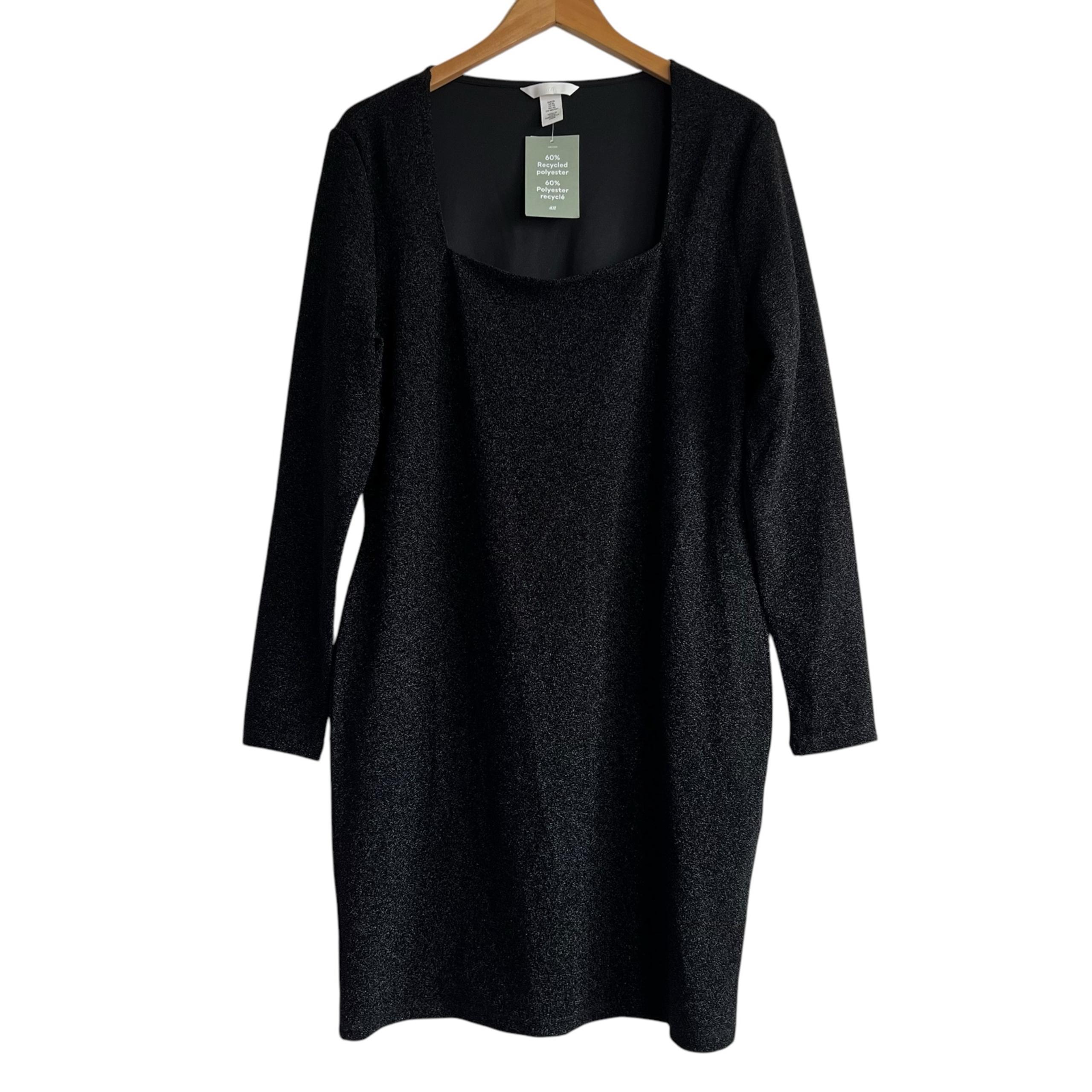 H&M NEW Black Body Con Long Sleeve Elegant LBD Size XL