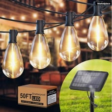 50ft Solar Outdoor String Lights Waterproof, ST38 LED Patio Lights Outside Garde