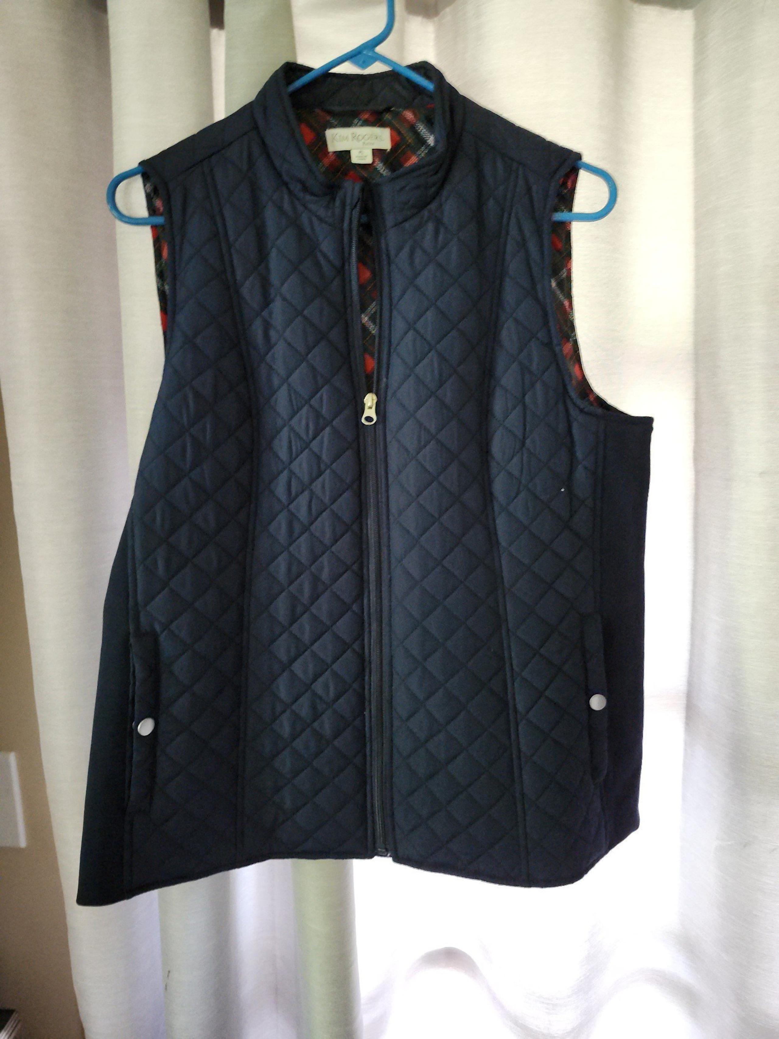 Women's Petite Large Kim Roger's Quilted Blue Vest - Kim Rogers