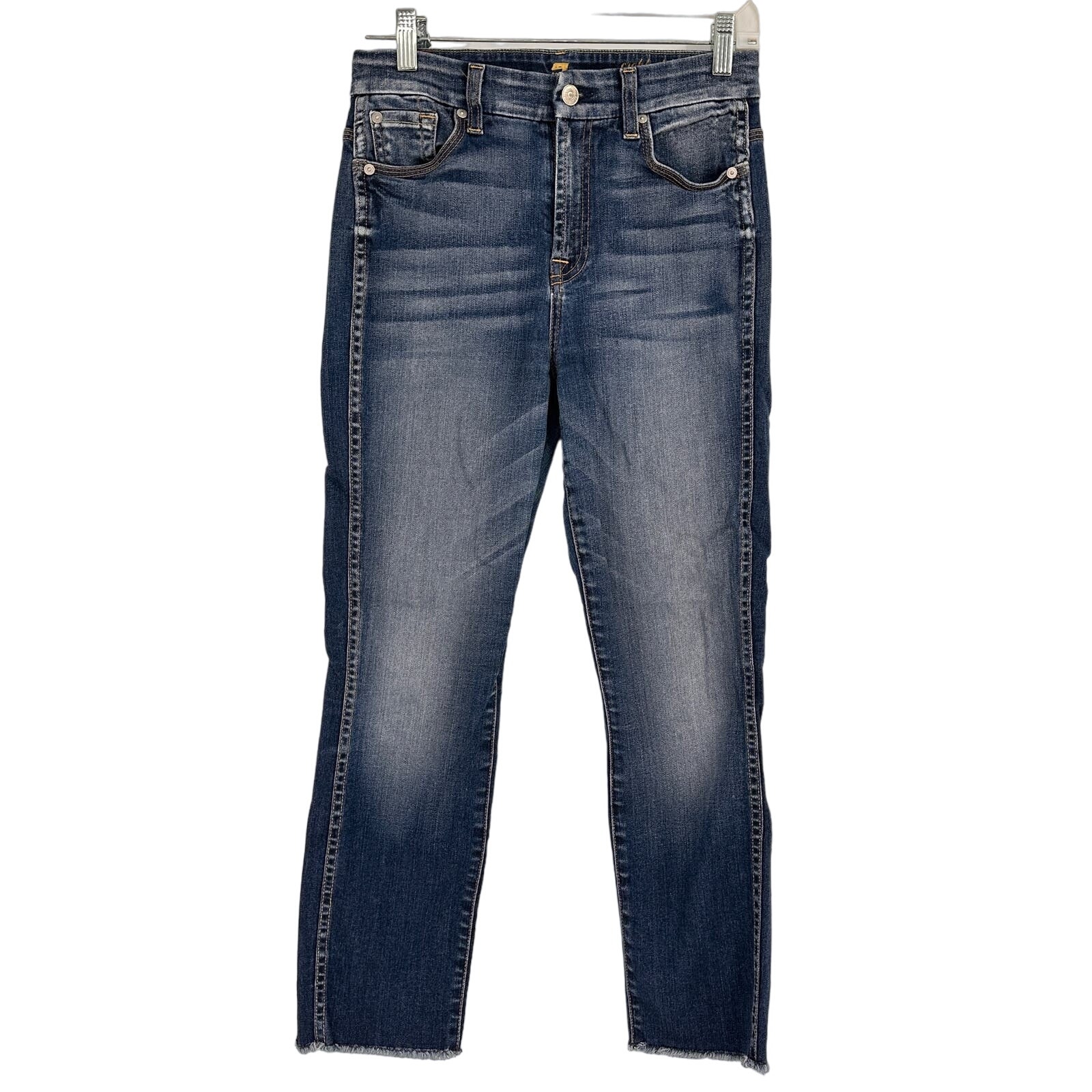 7FAM 7 For All Mankind Cropped High Rise Vintage Straight Leg Jeans Size 26