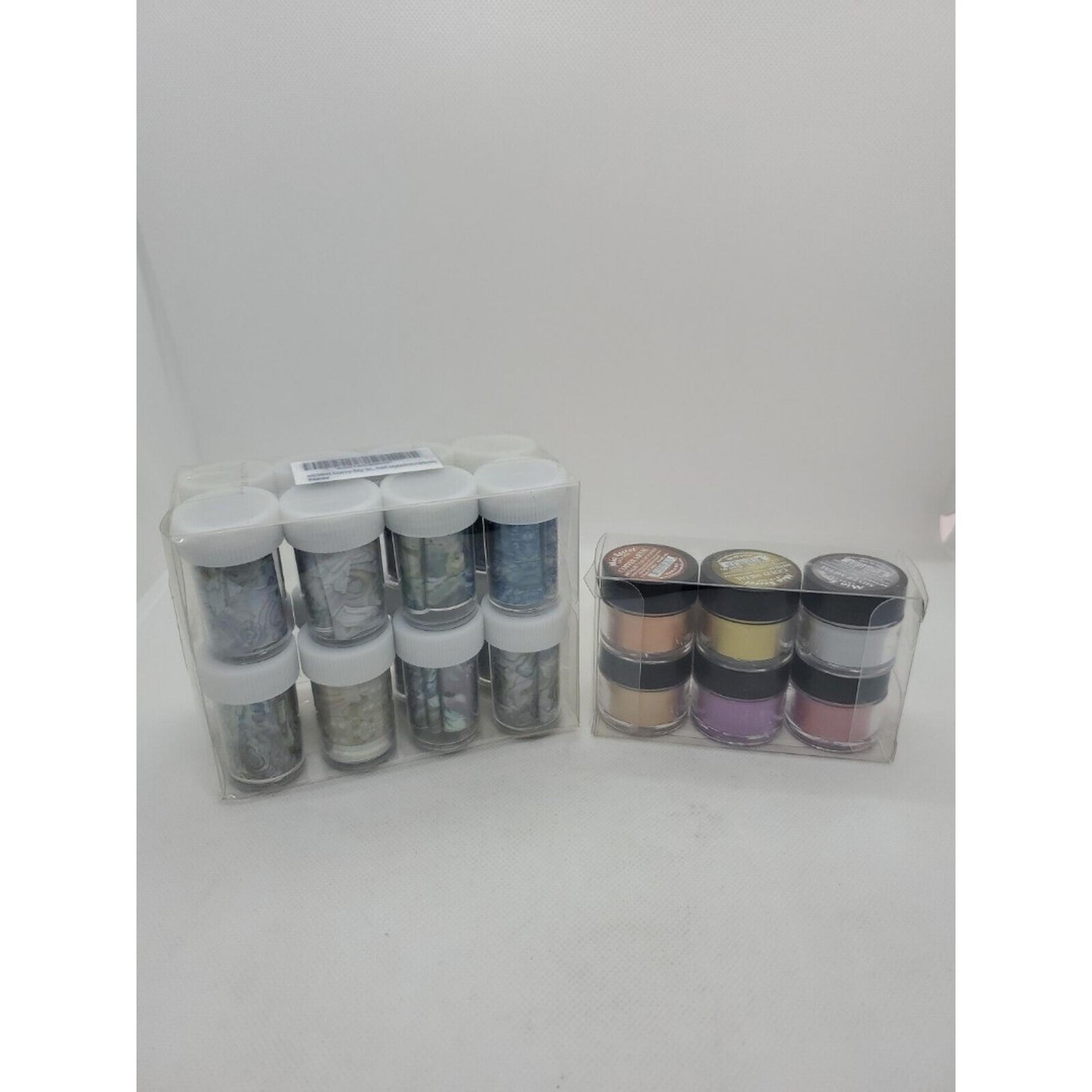 Mia Secret Nail Art Powder - METALLIC 0.25 oz Set of 6 + 16 Starry Sky Foils
