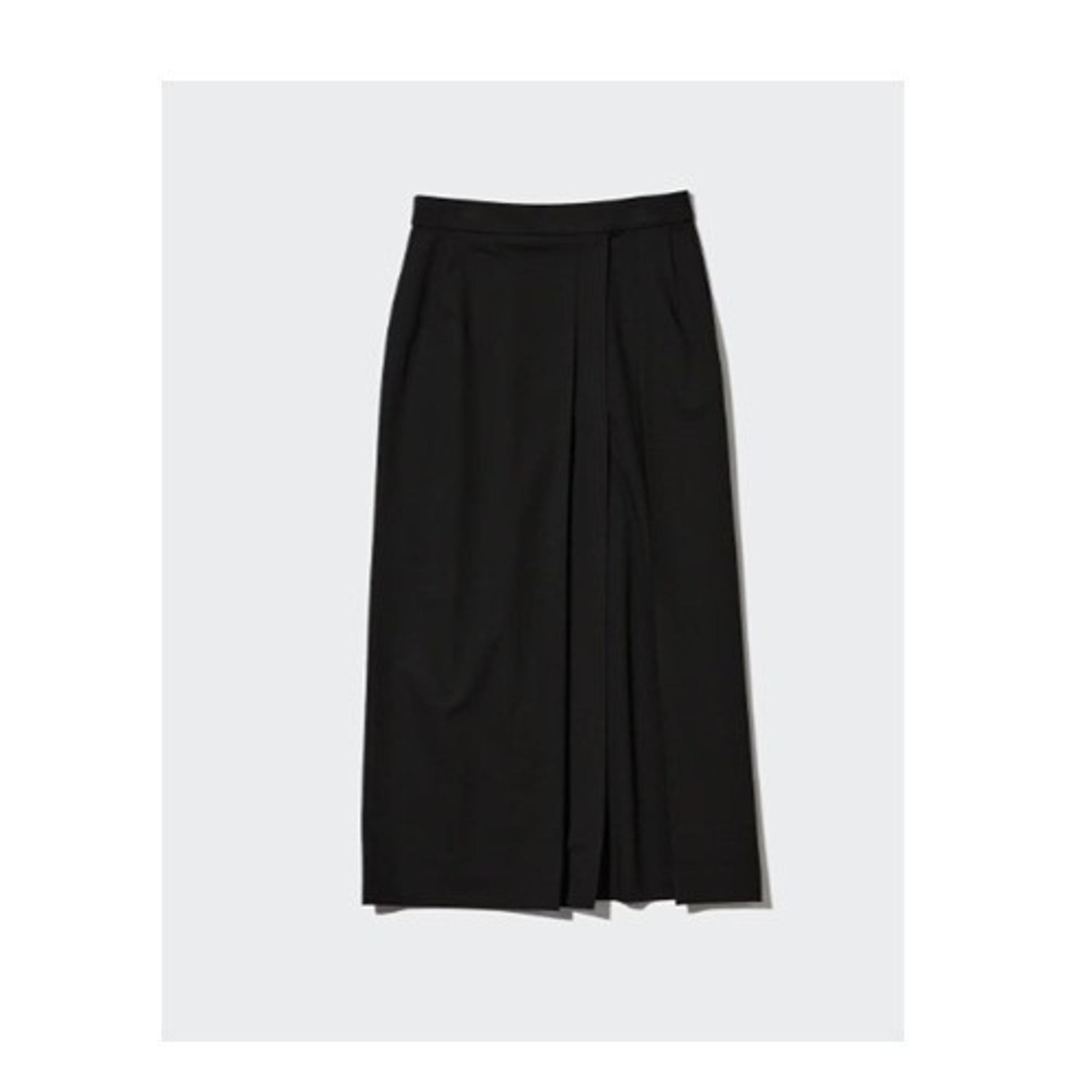 UNIQLO Side Pleated Narrow Skirt, Black, Medium