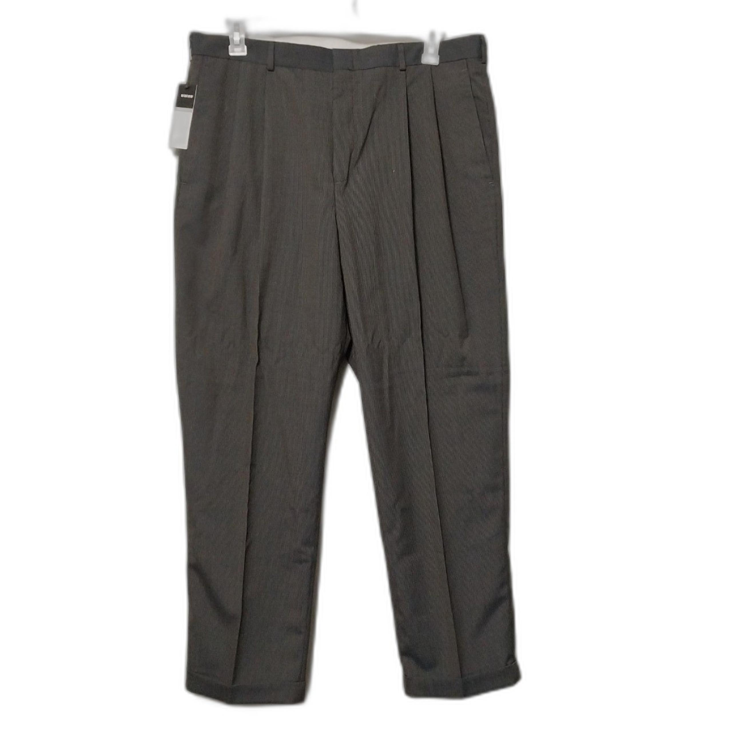 NWT Slates pants Mens 38x30 gray micro houndstooth WOOL Blend pleated cuffed