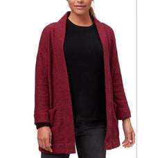 Marine Layer Birdseye Open Long Cardigan Burgundy Women Size Large Pockets