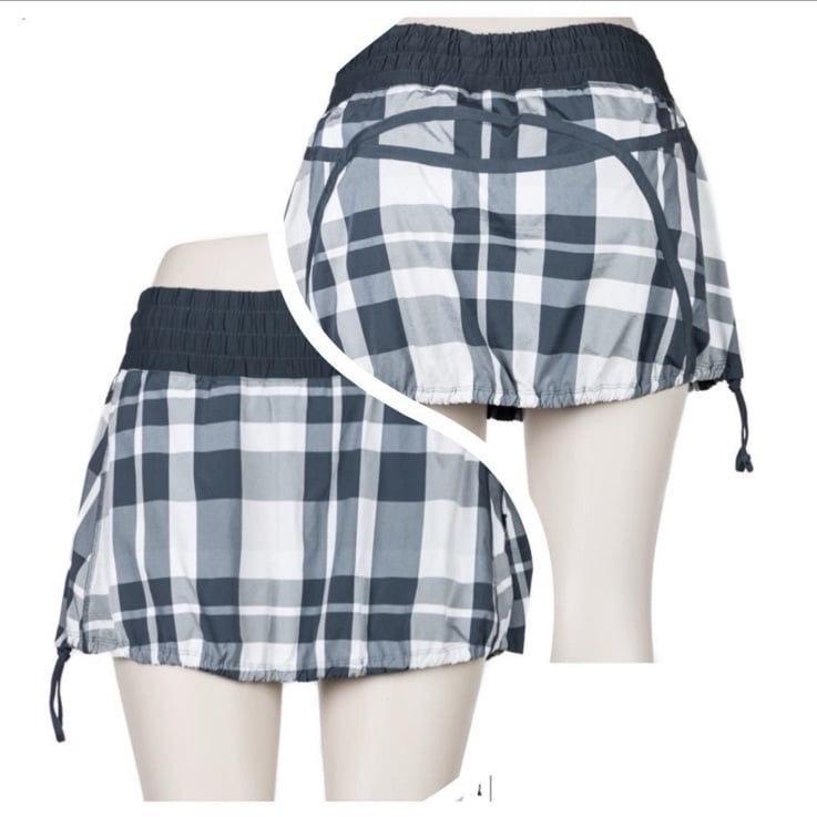 RARE Lululemon Run Leader Of Track Skirt Skort Plaid Balloon Style Sz.8
