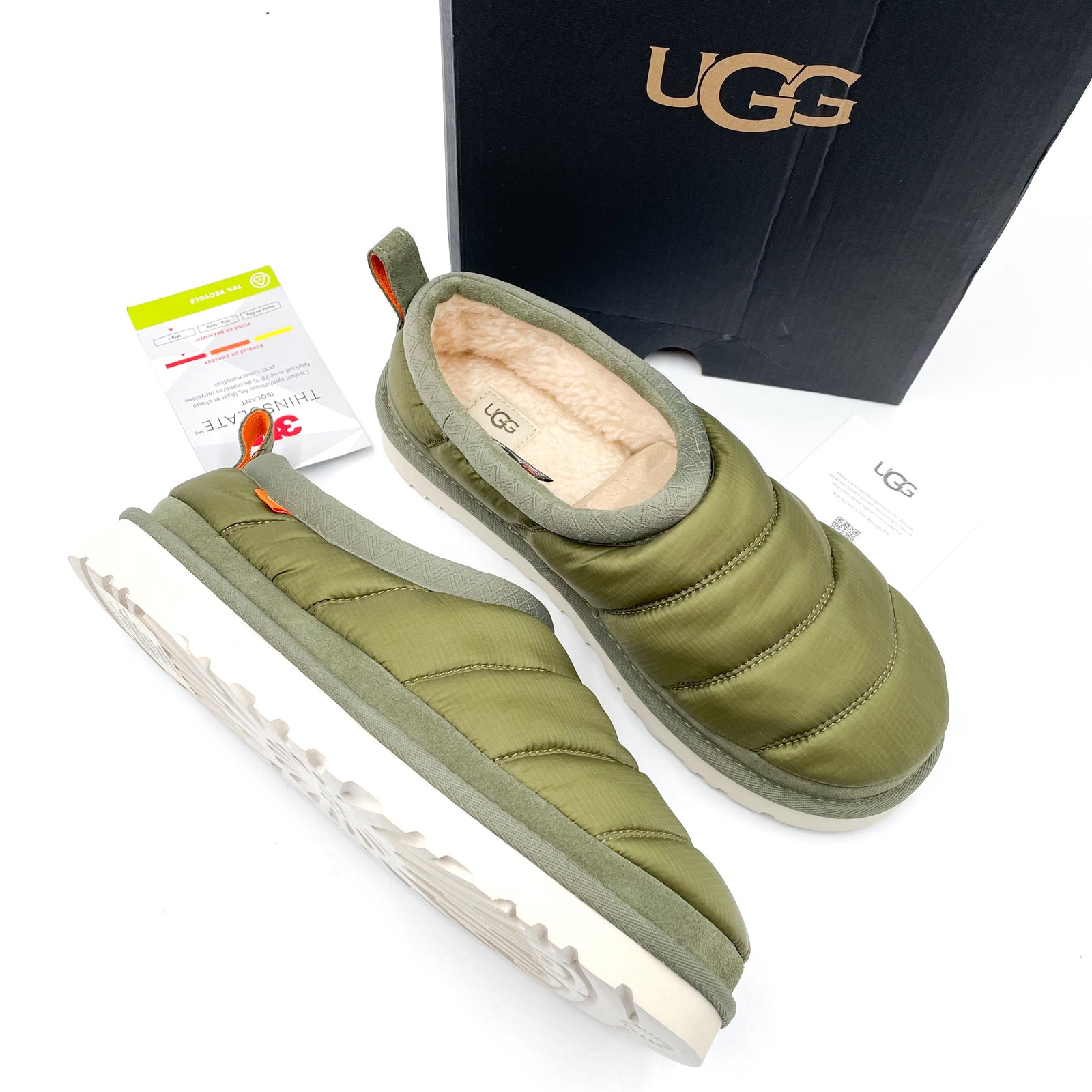 UGG Tasman LTA Slippers Flat Olive Green Slip On Puffer Sz 42 / 9 US Men's