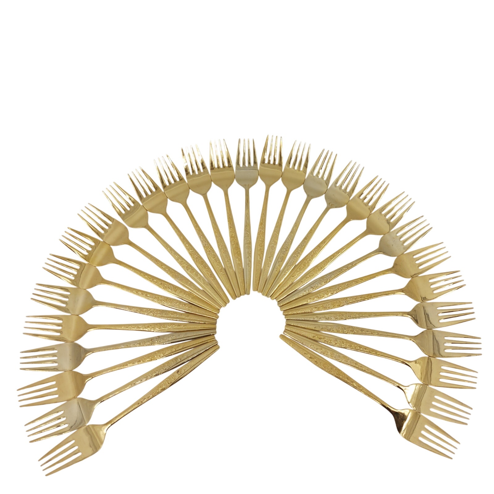 Golden Bouquets Gold Tone Forks Regency Set of 29