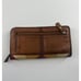 Vintage Fossil Brown Patchwork Suede & Leather Zip Clutch Boho Hippie Wallet