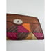 Vintage Fossil Brown Patchwork Suede & Leather Zip Clutch Boho Hippie Wallet
