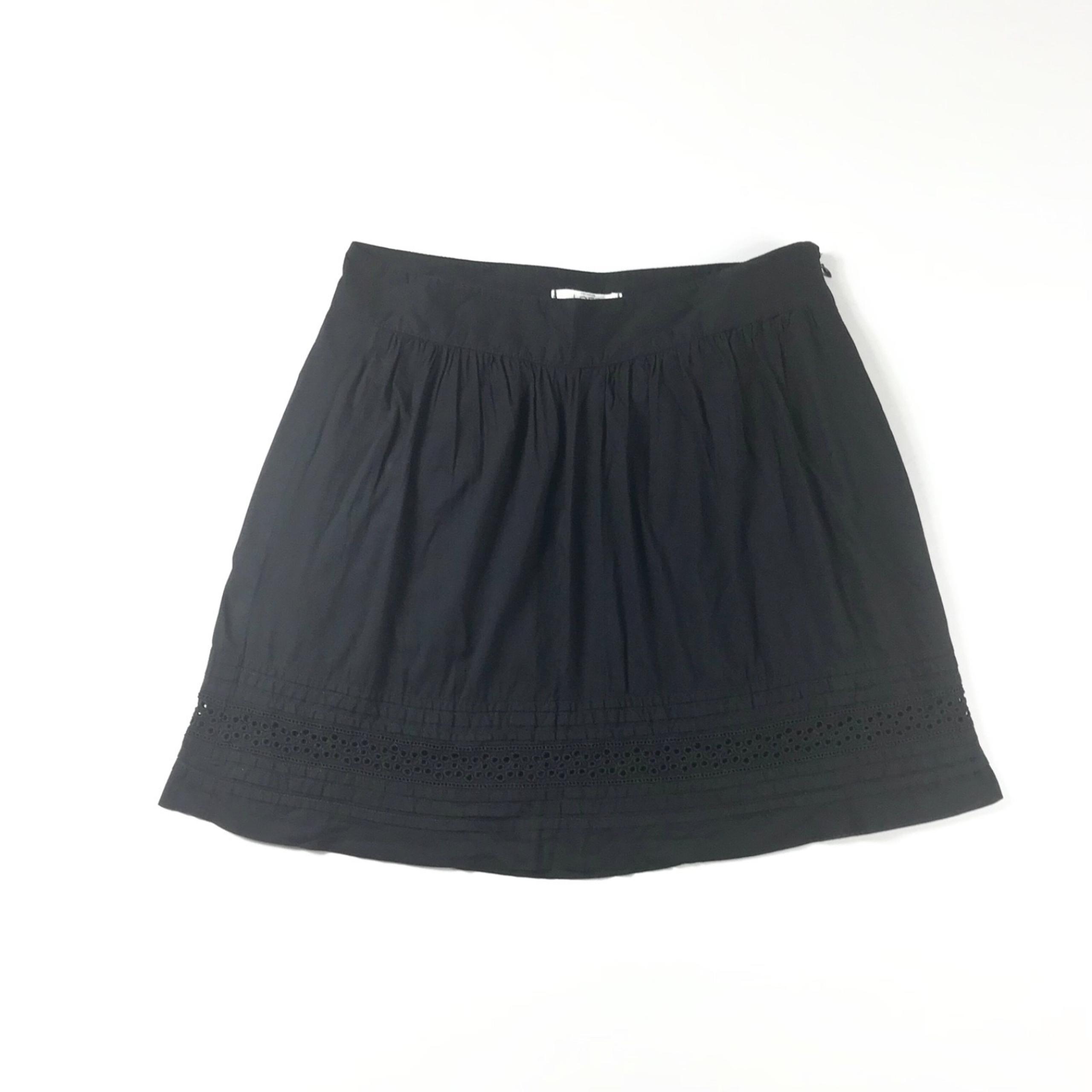 Ann Taylor LOFT Womens Size 6 Black Eyelet A-Line Skirt 100% Cotton Crochet