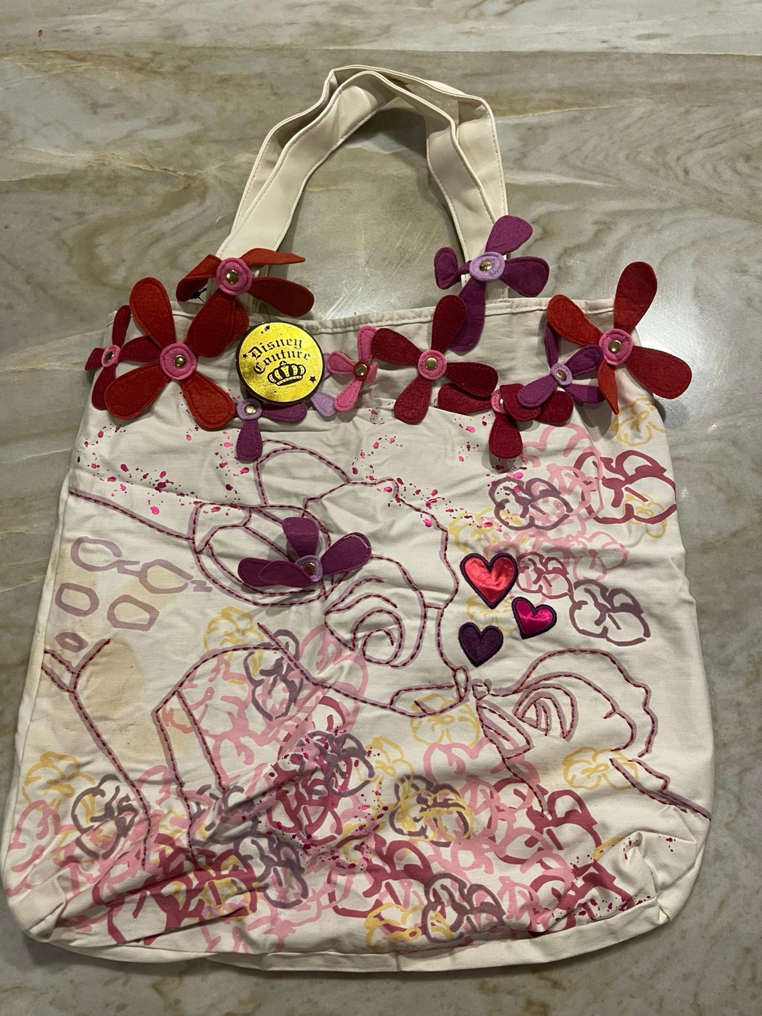 Disney Couture Bambi Tote Bag with Velvet Flowers 14x3x17