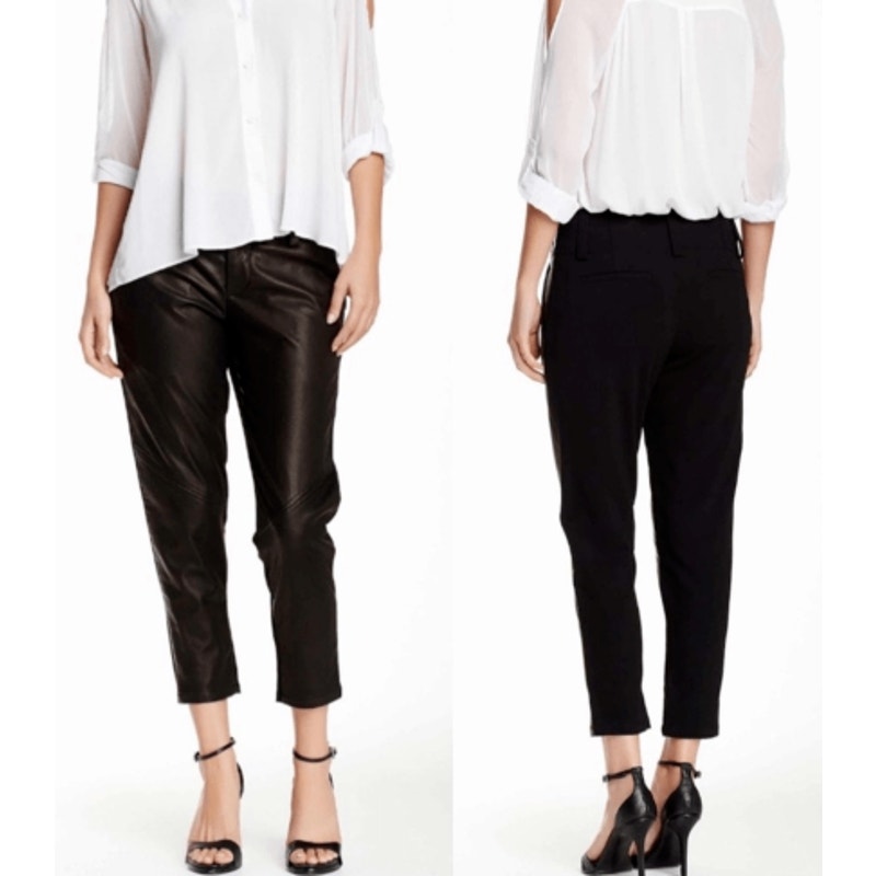 Alice + Olivia Size EST 6 Anders Lamb Leather Front Crop Black Mix Material