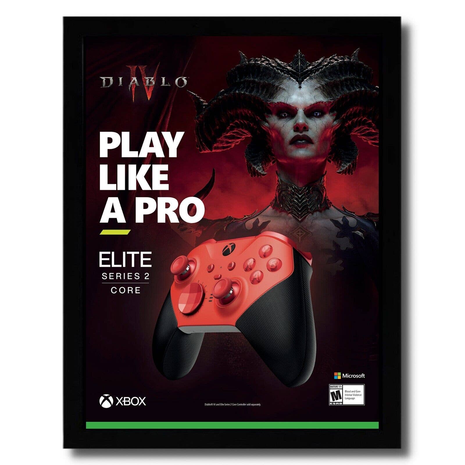 2023 DIABLO IV 4 Xbox Elite Wireless Controller Framed Print Ad/Poster Promo Art