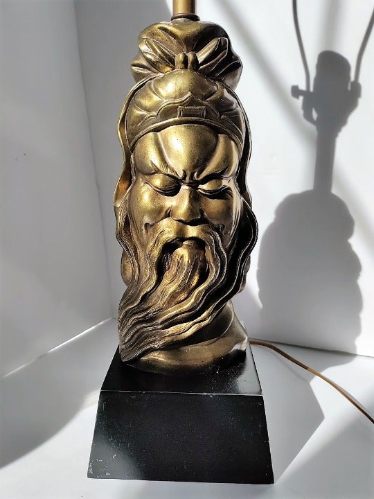 Vintage Asian Man Figural Bust Table Lamp