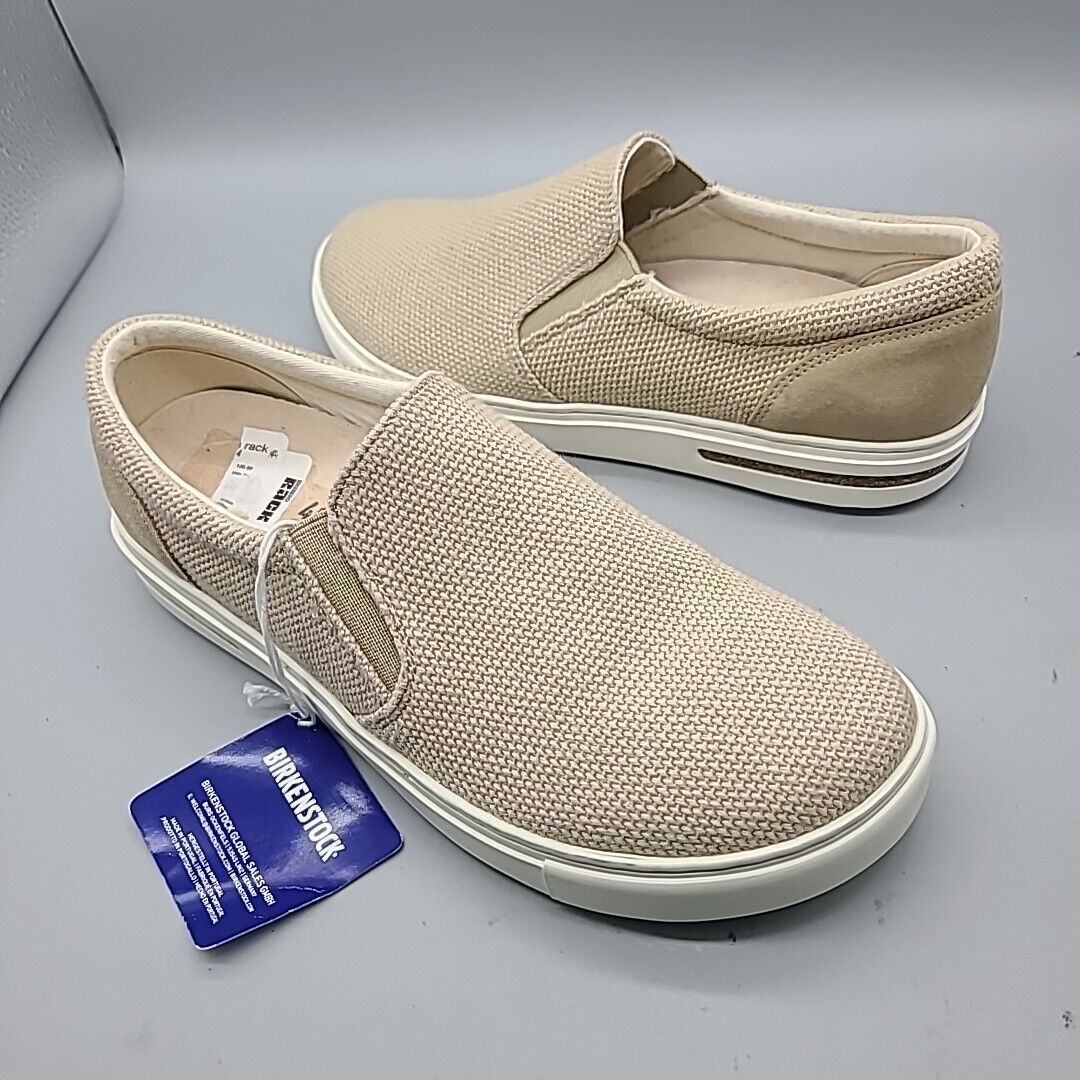 Birkenstock Oswego Womens Sz 9 EU 40 Narrow Slip Shoes Sneakers Beige Canvas New