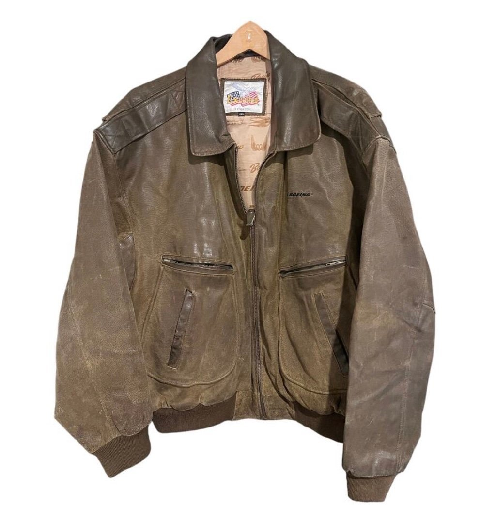 Boeing Men's Pebbled Leather Excelled Bomber Jacket Coat XXL