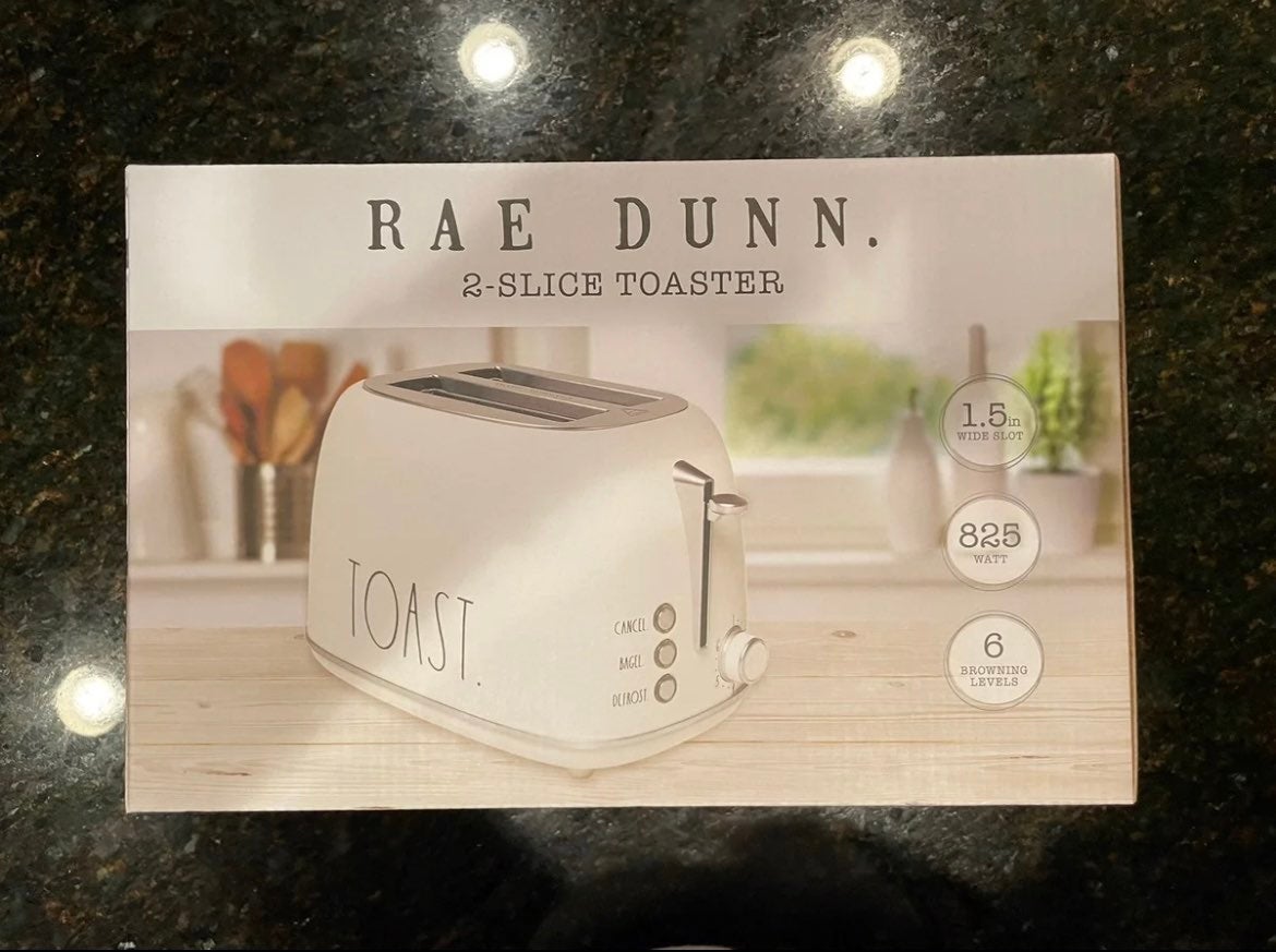 Rae Dunn TOAST Toaster, New! White uL Listed 2 Slice