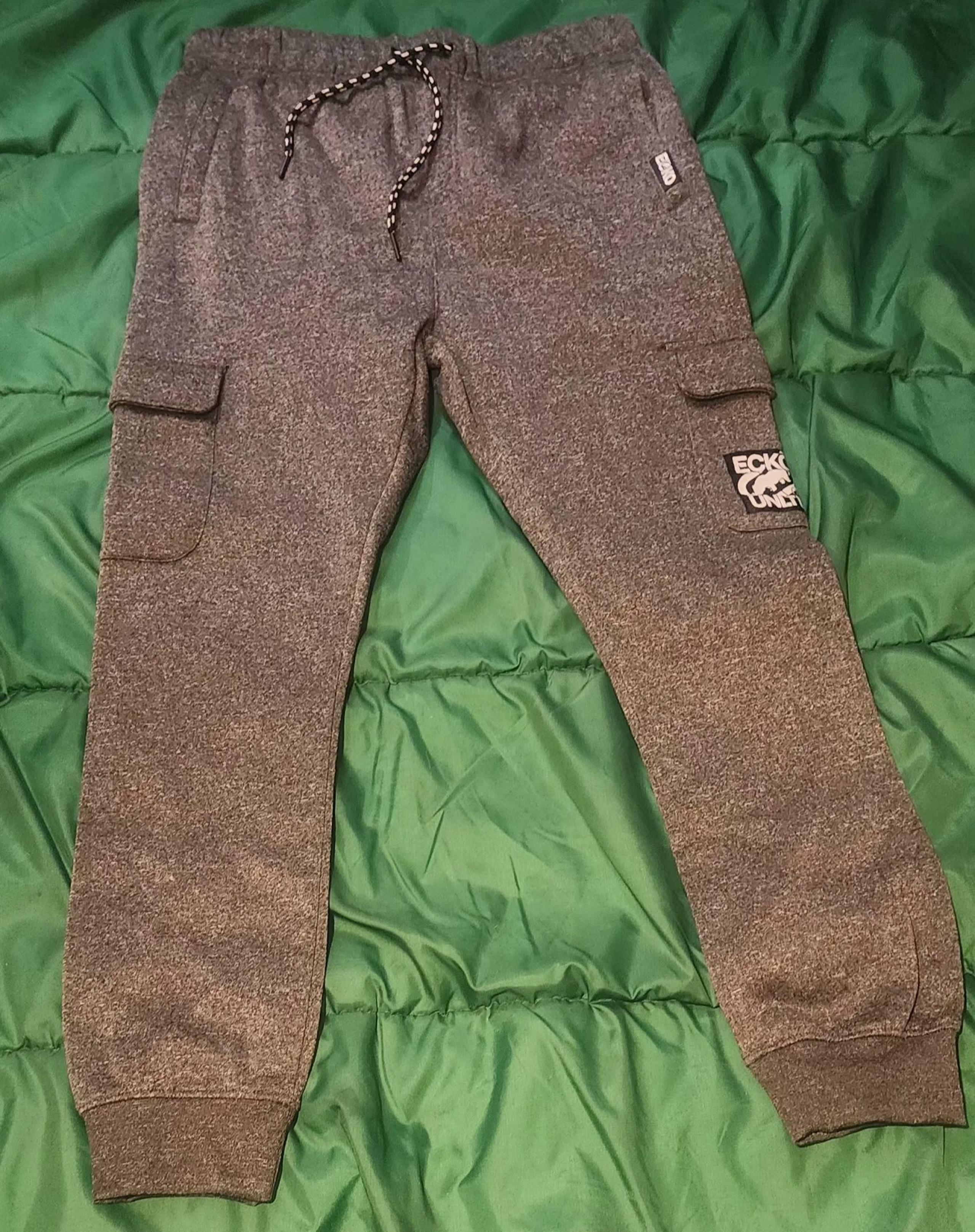 LARGE Ecko Unltd Gray Sweatpants Men's Pockets Logo Warm Sweats Y2K 90s