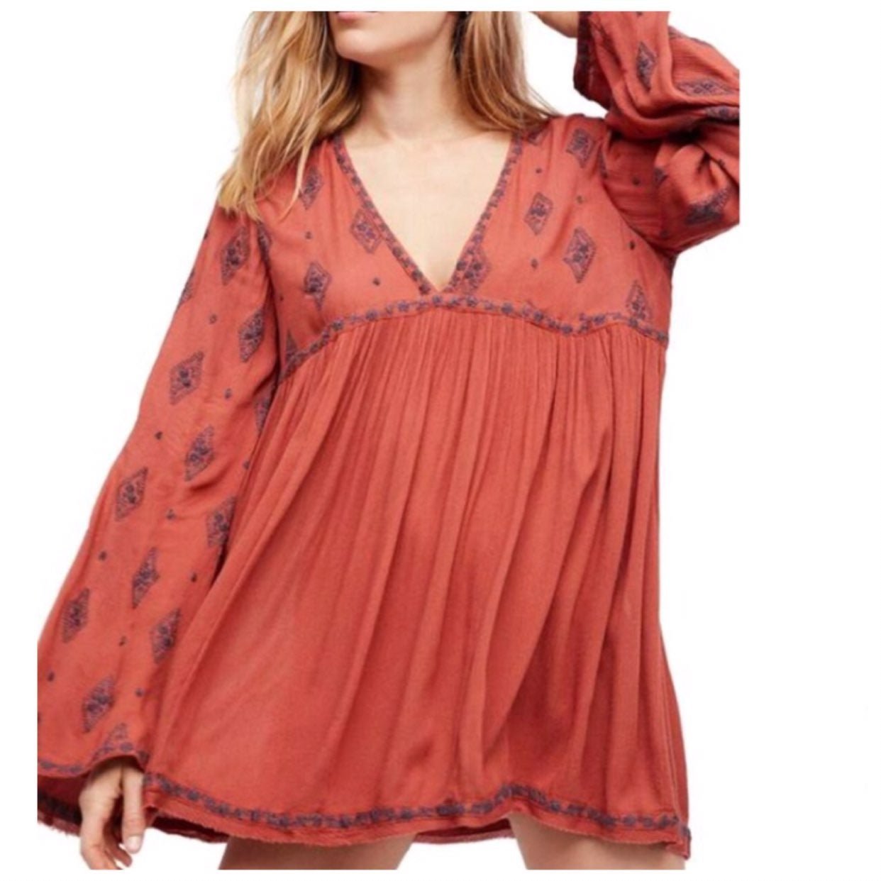 Free People DIAMOND BELL EMBROIDERED TUN