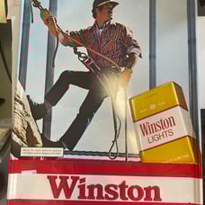 Vintage Winston Cigarettes Metal Advertising Sign 17 x 21 Man Cave Decor 1980