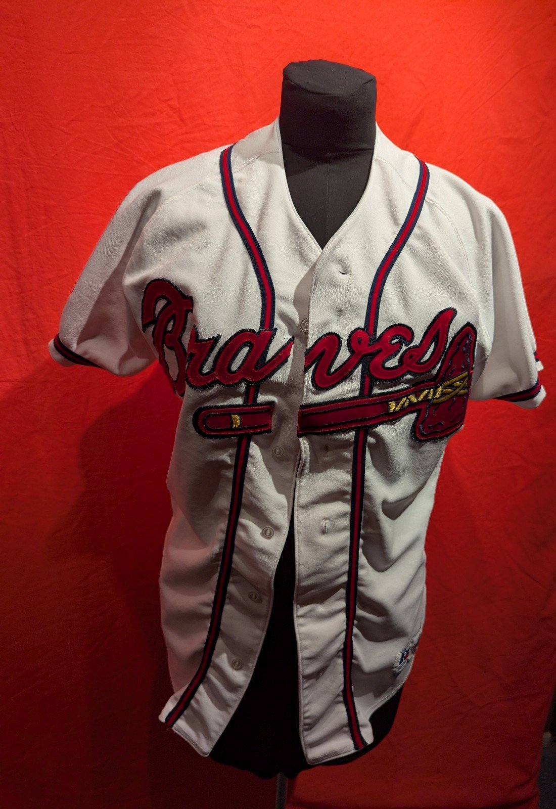 Vintage White MLB Atlanta Braves button down Jersey sz 40
