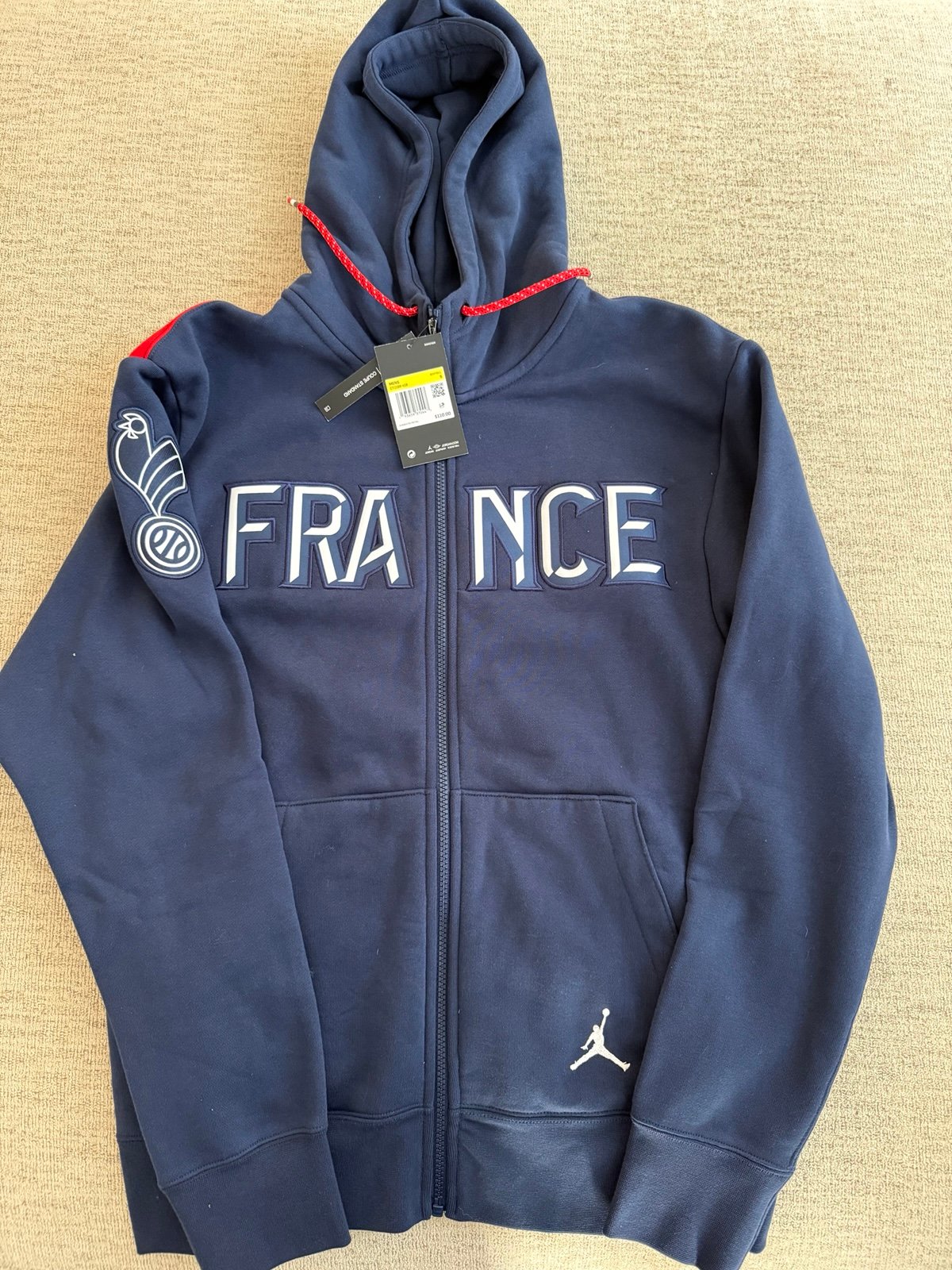 Nike Jordan France National Flight Full Zip Hoodie CT2189-419 Mens Small