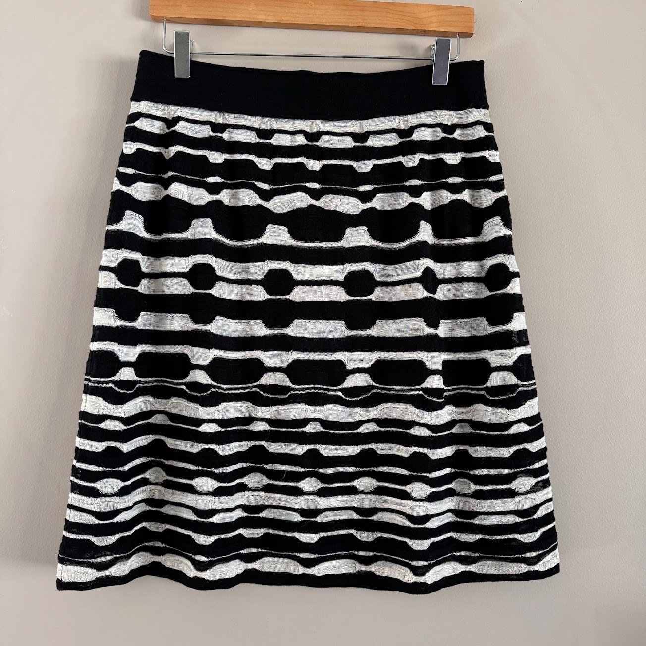 MISSONI Black and White Knit Skirt Size EU 48, US 12 New
