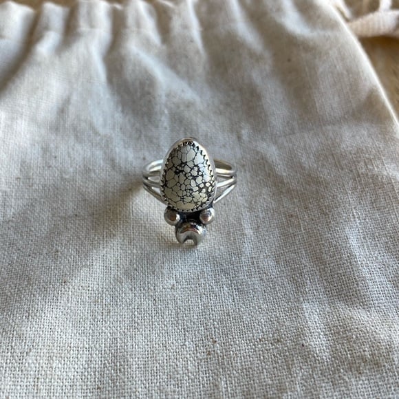 New Lander Variscite and Sterling silver crescent moon Ring size 5