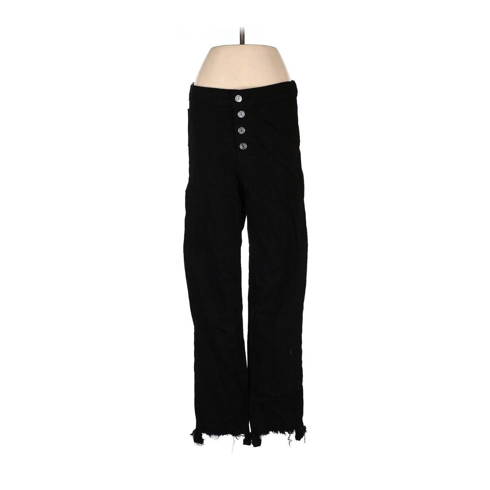 RtA Black High Rise Skinny Jeans Button Fly Stretch Raw Hem Theodora 26 X 27
