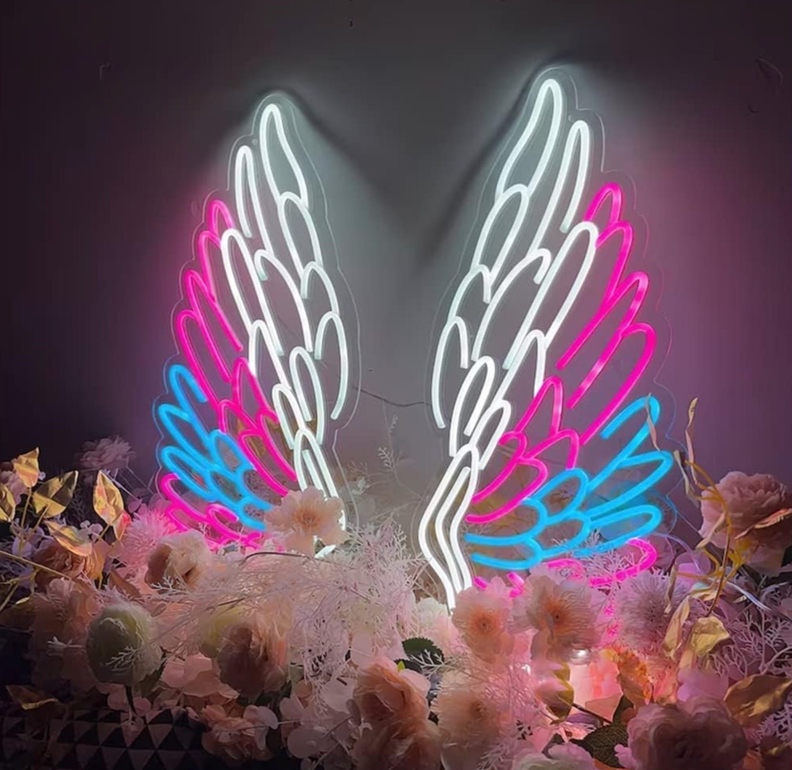 Gigantic Vivid Bright Colorful Angel Wings LED Night Light Room Wall Decoration