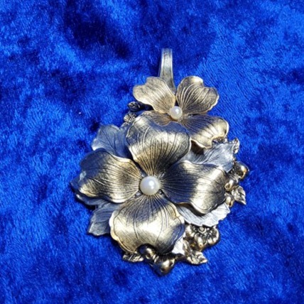 Upcycled Vintage WM Rogers Silver Plate Artisan Original Dogwood Flower Statemen