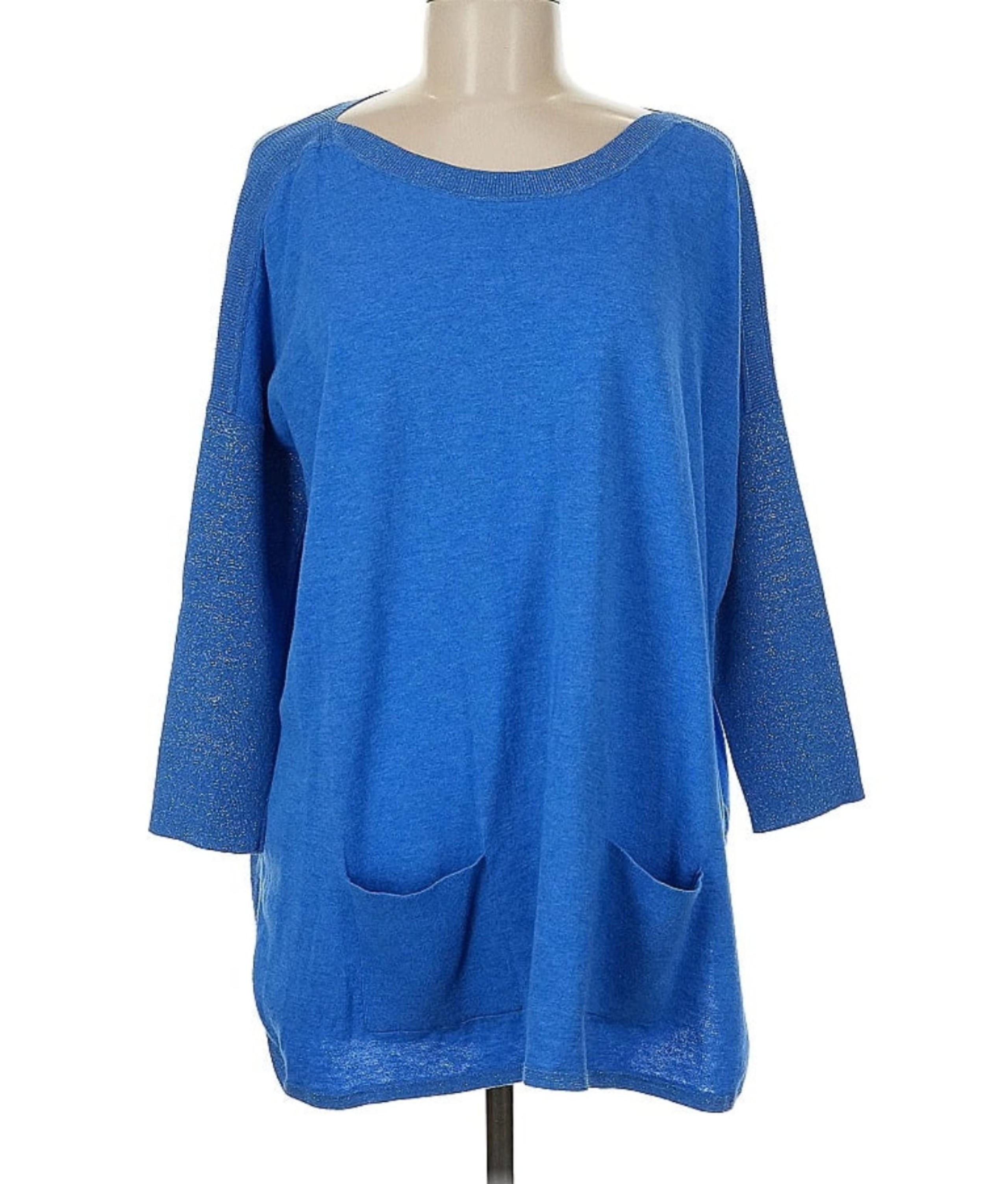 Lilly Pulitzer EUC Cobo Boatneck Sweater Heathered Coastal Blue Oversized