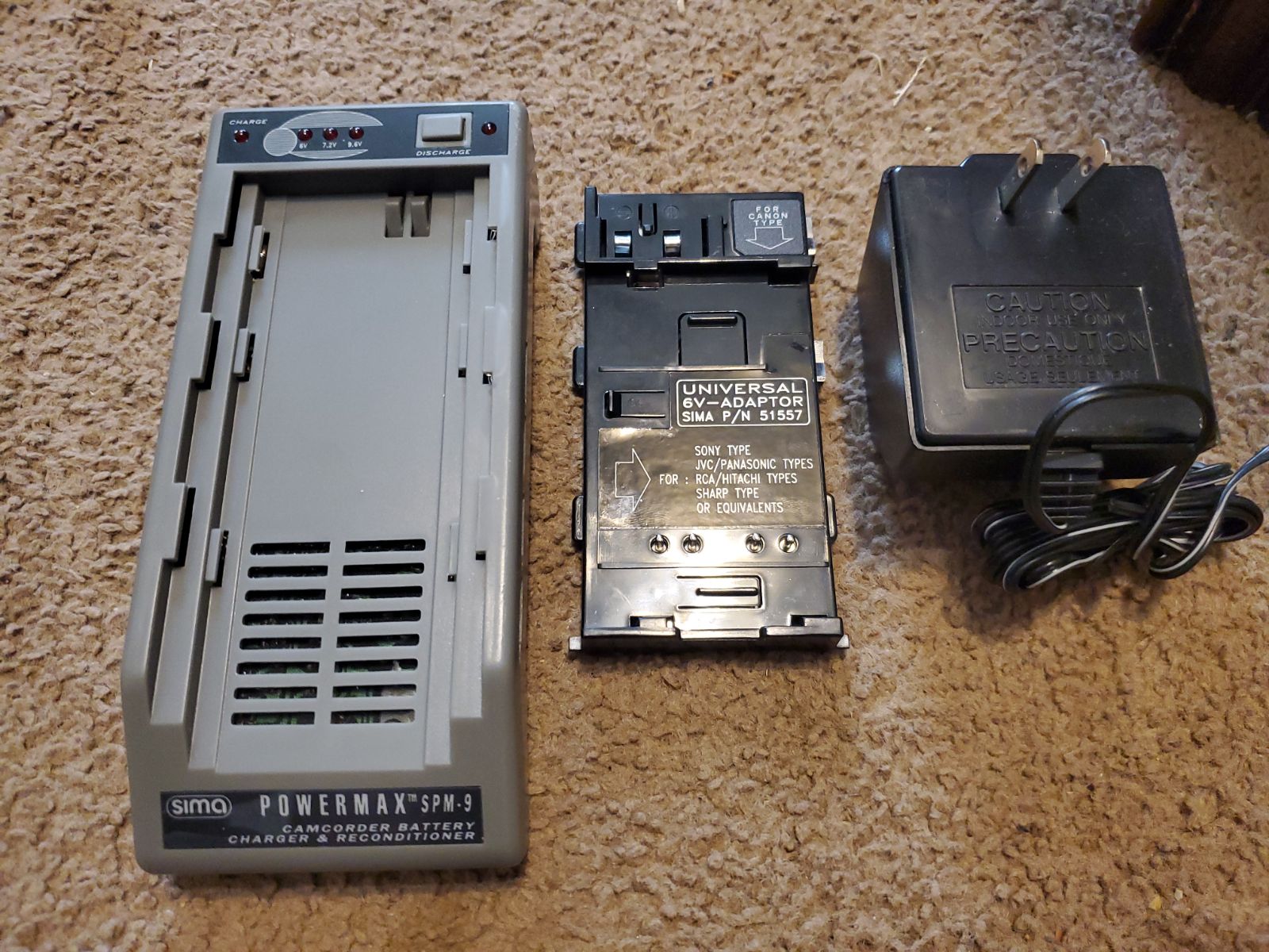 SIMA POWERMAX VINTAGE VTG SPM-9 CAMCORDER BATTERY CHARGER W ADAPTER