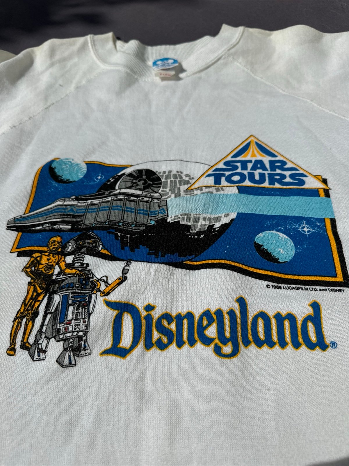 Disneyland Star Wars 1986 Star Tours USA Vintage Long Sleeve Sweatshirt Size XL