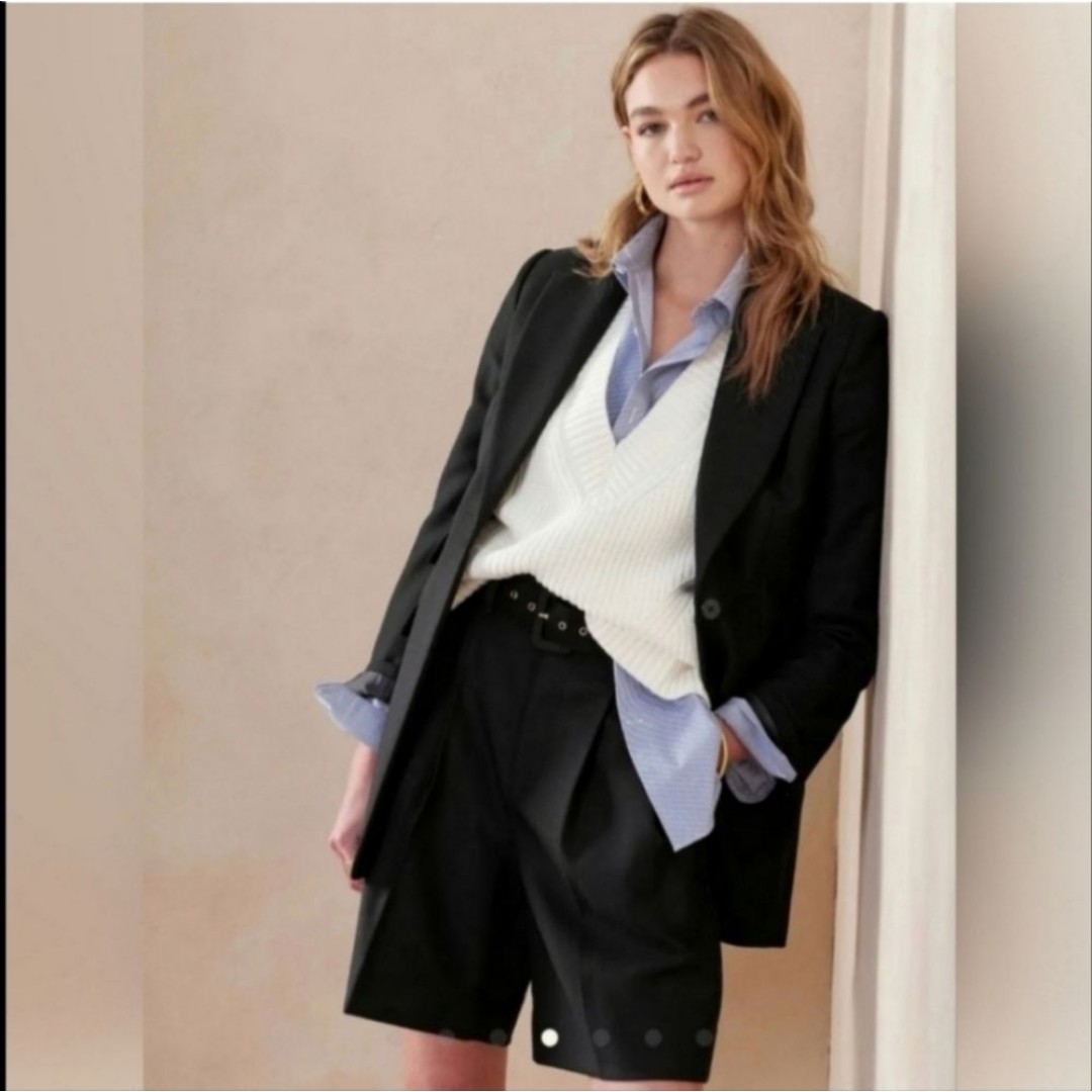 NWT Banana Republic Lido Sculpted Italian Wool Blazer black 6