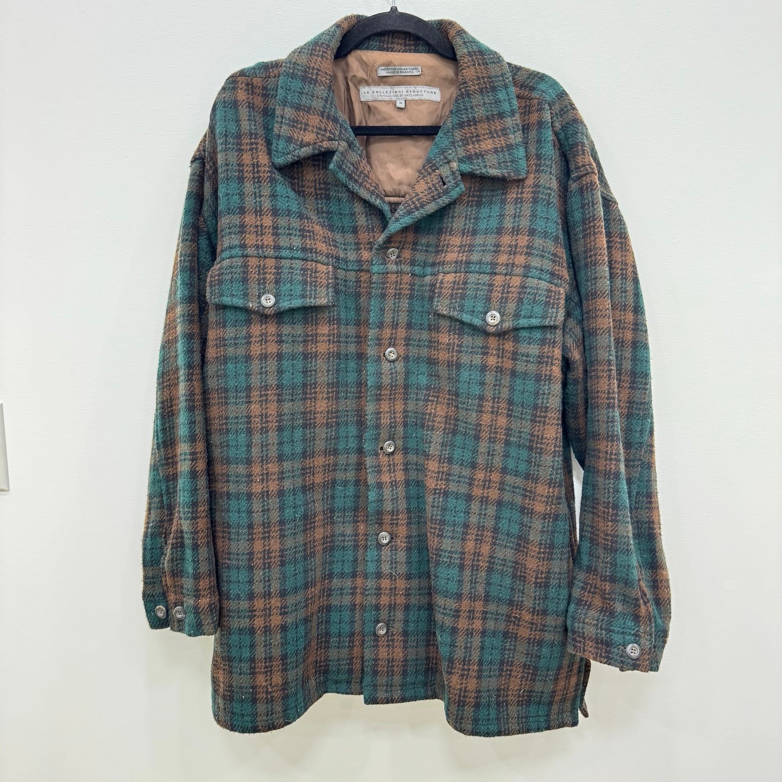 Le Collezioni Structure Mens Wool Plaid Coat Jacket medium