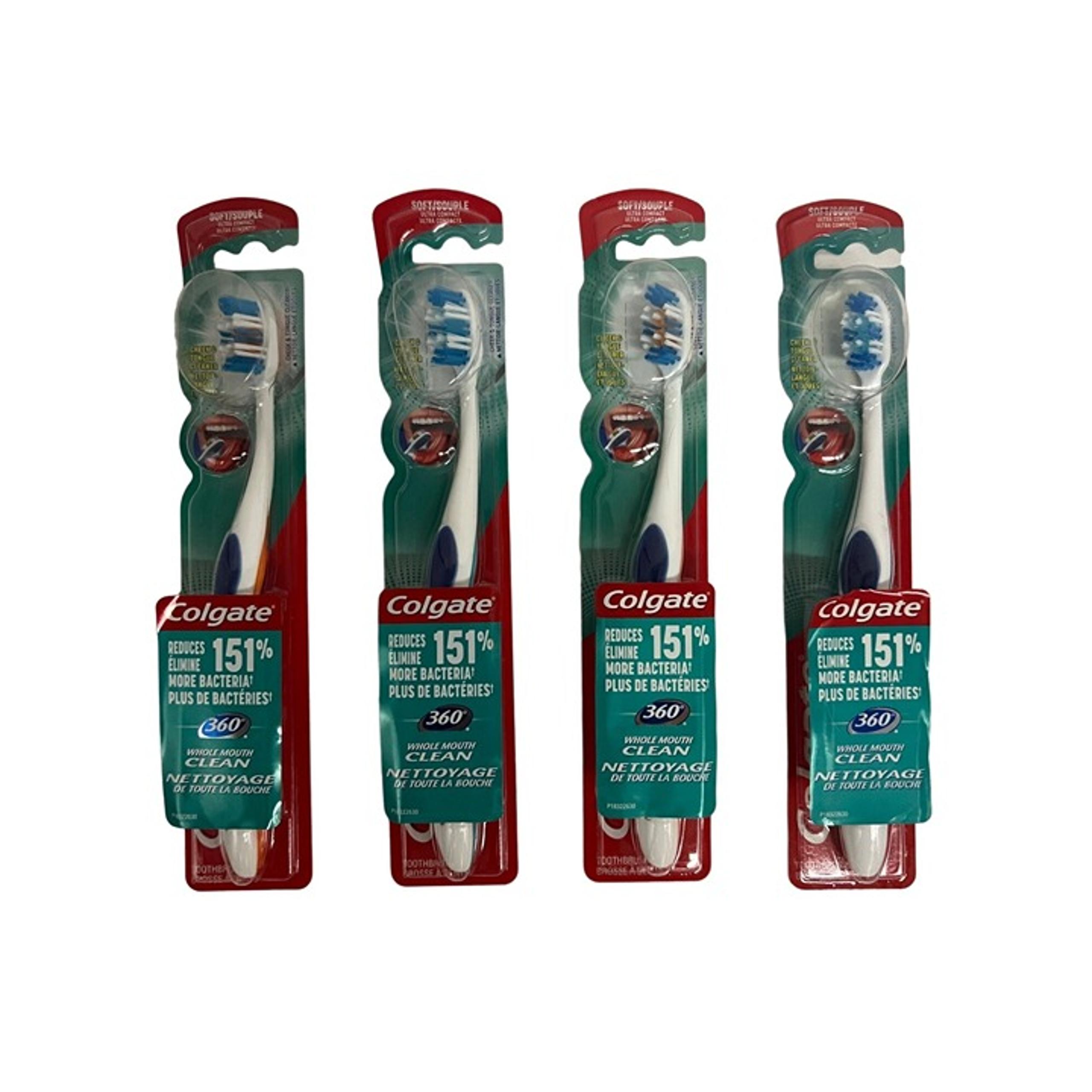 Lot of 4 Colgate 360 Whole Mouth Clean Soft Ultra Compact Adult Toothbrush New