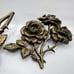 3 Vintage Roses Brass Flower Drawer Door Pulls
