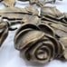 3 Vintage Roses Brass Flower Drawer Door Pulls
