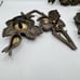 3 Vintage Roses Brass Flower Drawer Door Pulls